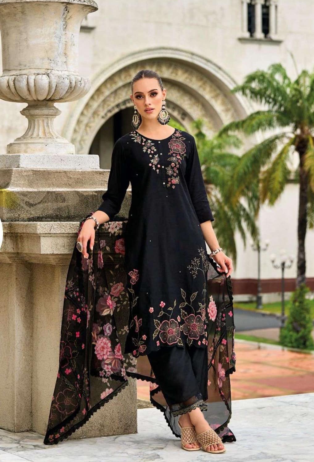 Cut work shalwar with bead and embroidery work