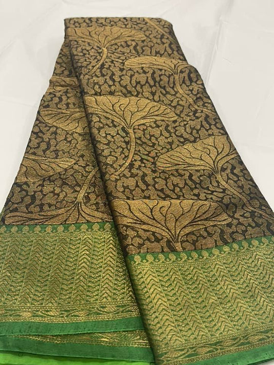 Black & Green cotton silk