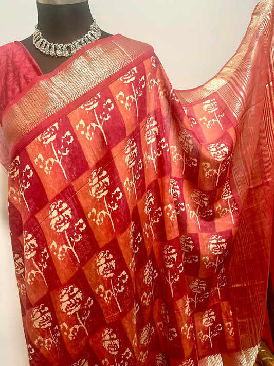 Batik Print Chanderi Saree